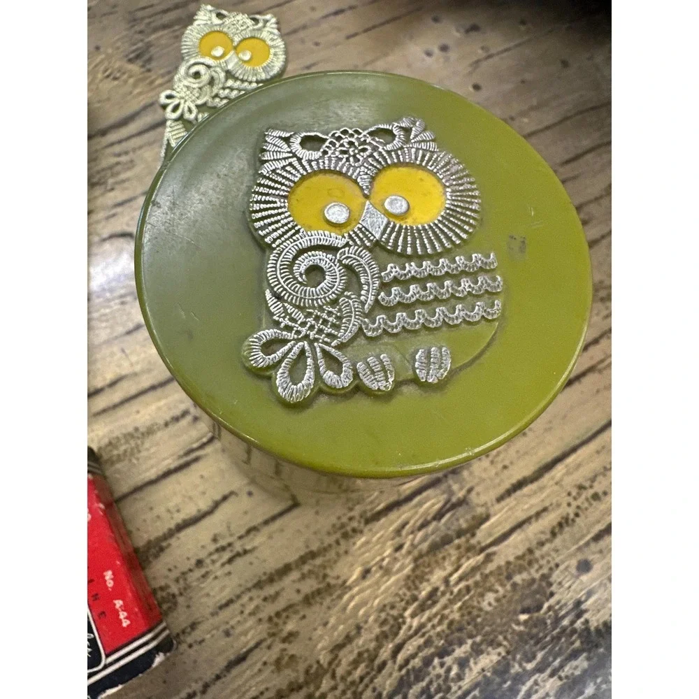 Vintage Owl 3pc Desk Set - Avocado Green